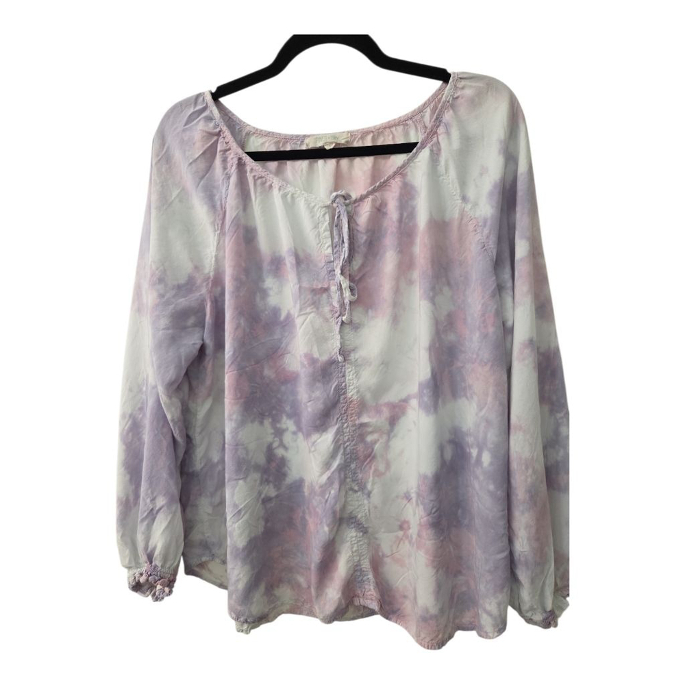 River and Sky Tie-Dye Blouse Purple Pink White Extra Large